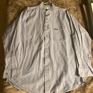 Calvin Klein Button Down Shirt Banded Collar Large Blue